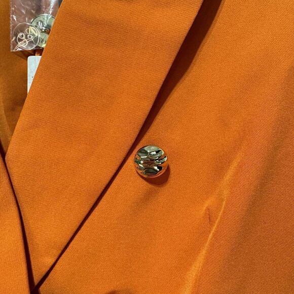 Sincerely Jules Orange Blazer Jacket NWT Women's L Double‎ Breasted Gold Buttons - Picture 5 of 11